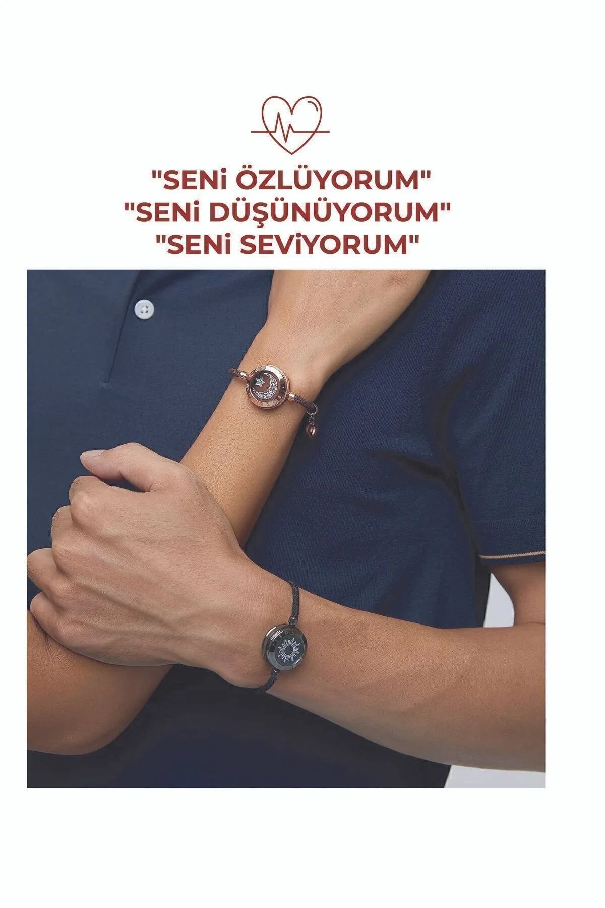 Totwoo Mesafe Bilekliği - Milan İpli Güneş ve Ay Dokunuşlu Bileklikler