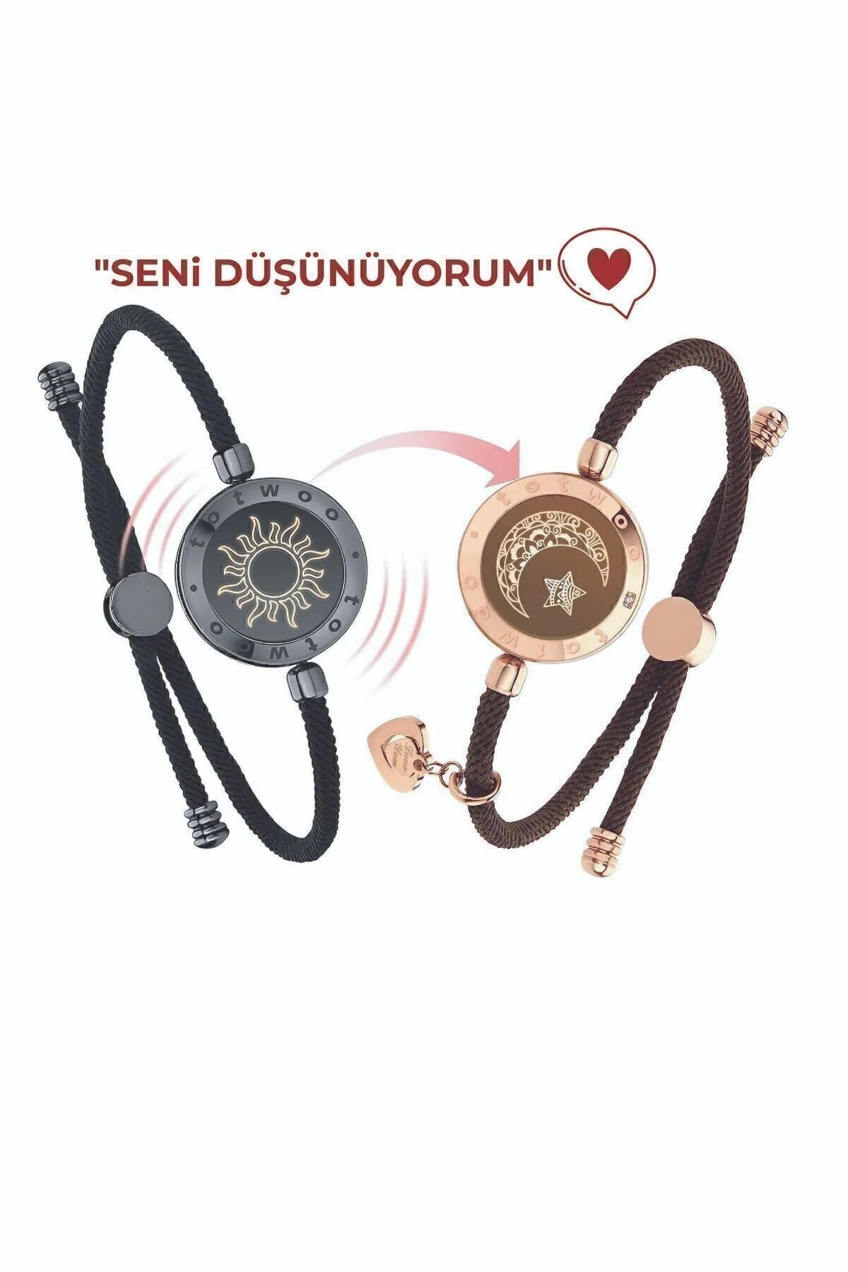 Totwoo Mesafe Bilekliği - Milan İpli Güneş ve Ay Dokunuşlu Bileklikler